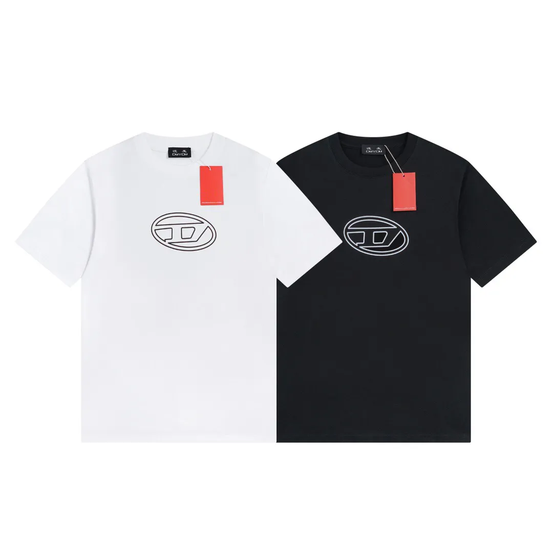 T-shirt unisex in jersey di cotone vintage T-shirt uomo Brandizzata con maxi stampa logo ovale D in rilievo T-shirt Estate Hip Hop Top T-shirt Streetwear | 55199