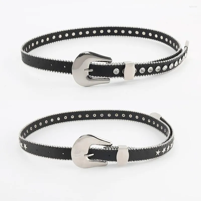 Leather Belt with PU metal studs and Rhinestones 110 cm 43 inch belt Star Rhinestone Belt | Hot Topic main image 4