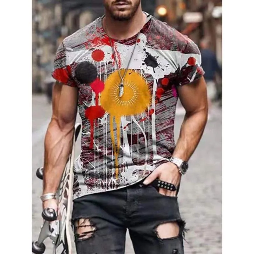 T-shirts pour hommes T-shirts de mode hauts hommes été Treet décontracté peinture abstraite impression à manches courtes T-shirts vêtements pour hommes 2021250a