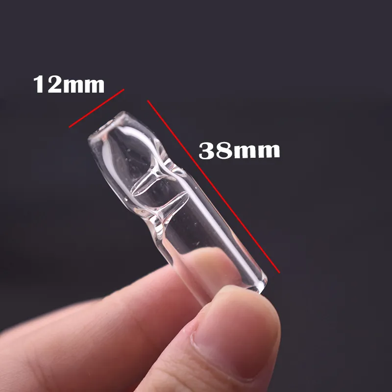Glass Filter Tip Flat Mouth Smoking Joint OD12mm 38mm Lenght Clear
