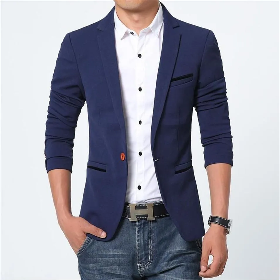 Nouveauté hommes Blazer nouveau printemps marque de mode de haute qualité coton manteau Slim Fit hommes costume Terno Masculino Blazers Men2541