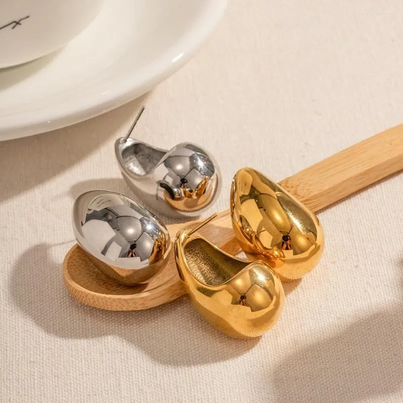 Серьги-гвоздики Минар Минималистичный 18-каратного золота, серебра с PVD-покрытием из титановой стали с защитой от потускнения, металлик, с полыми каплями воды для женщин