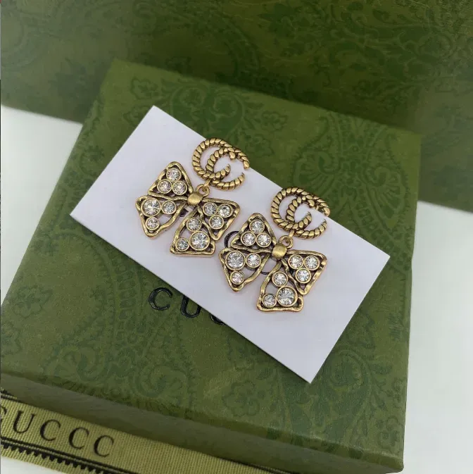 18K Gold Plated 925 Silver Luxury Brand Designers Letters Stud Flower Geometric Famous Women Round Crystal Rhinestone Earring CYG2310804-3
