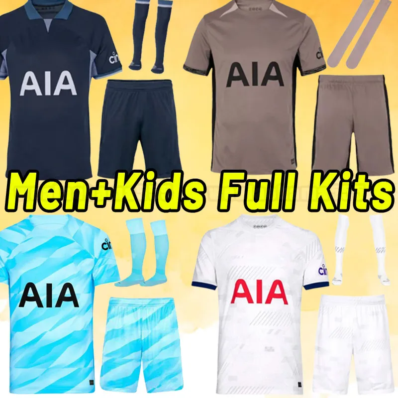 Full Set Spurs 23 24 S-4XL Soccer Jerseys Kane Son Perisic Kulusevski Tottenham Hojbjerg 2023 2024 Lucas Llors Tredje fotbollströja Bryan Bergwijn målvakt Män barn