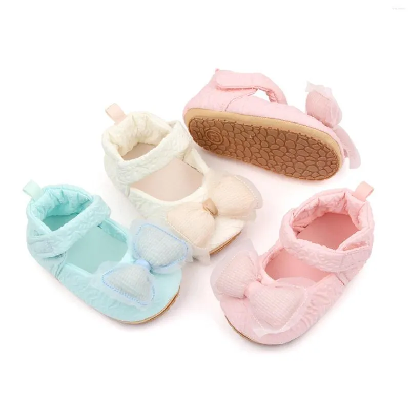 Chaussures de princesse pour bébés filles, baskets plates avec nœud papillon, robe de soirée de mariage, premiers pas