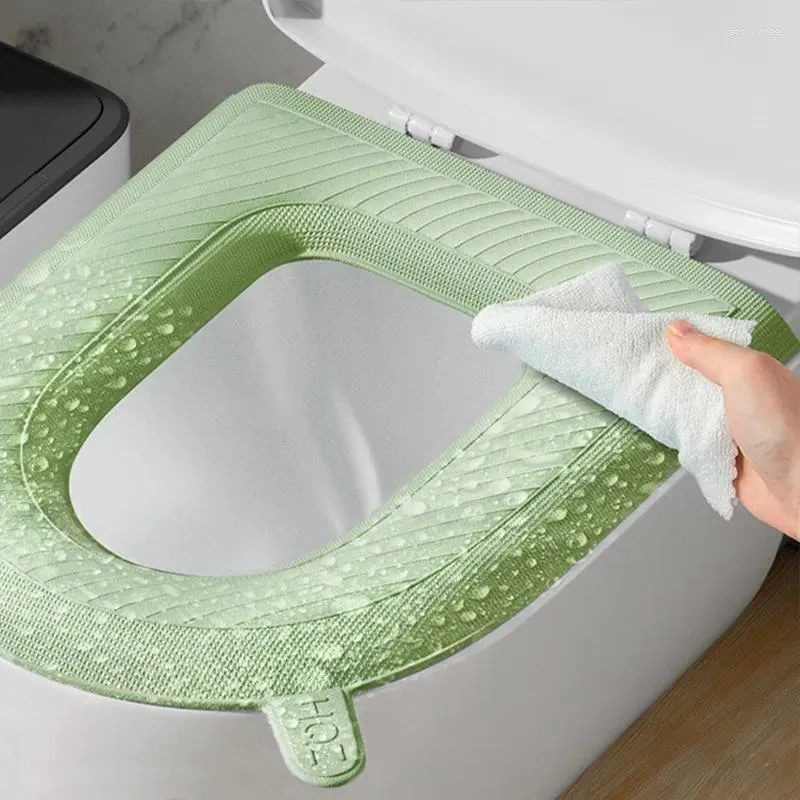 Capas de assento de vaso sanitário EVA Capa com alça de tampa banheiro lavável almofada de almofada impermeável anel em forma de u acessórios macios
