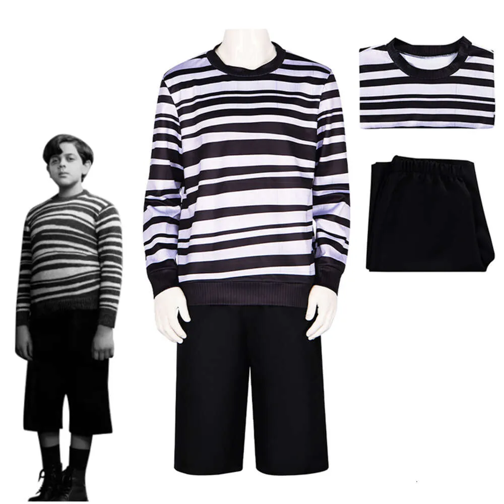 Onsdag Addams Pugsley Addams Cosplay Costume TV onsdag Fantasia Man Halloween Costume For Kids AdultCosplay