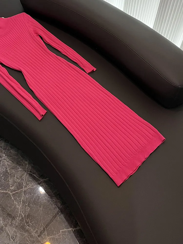 O3O071432 Knitted Dress Long Sleeve Stand Collar... From Risabeira, $55.58  In Bulk | DHgate.Com