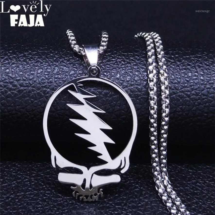 Pendant Necklaces Skull Stainless Steel Chain Necklace For Men Women Silver Color Jewelry Cadenas Mujer N4206S031278u