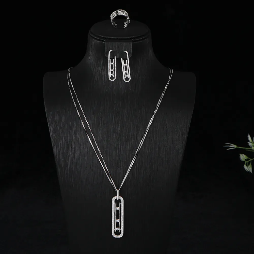Sautoirs luxe géométrie lien empilable pendentif long pull collier plein cubique zircon mode charme femmes fête bijoux cadeau D1466 231007