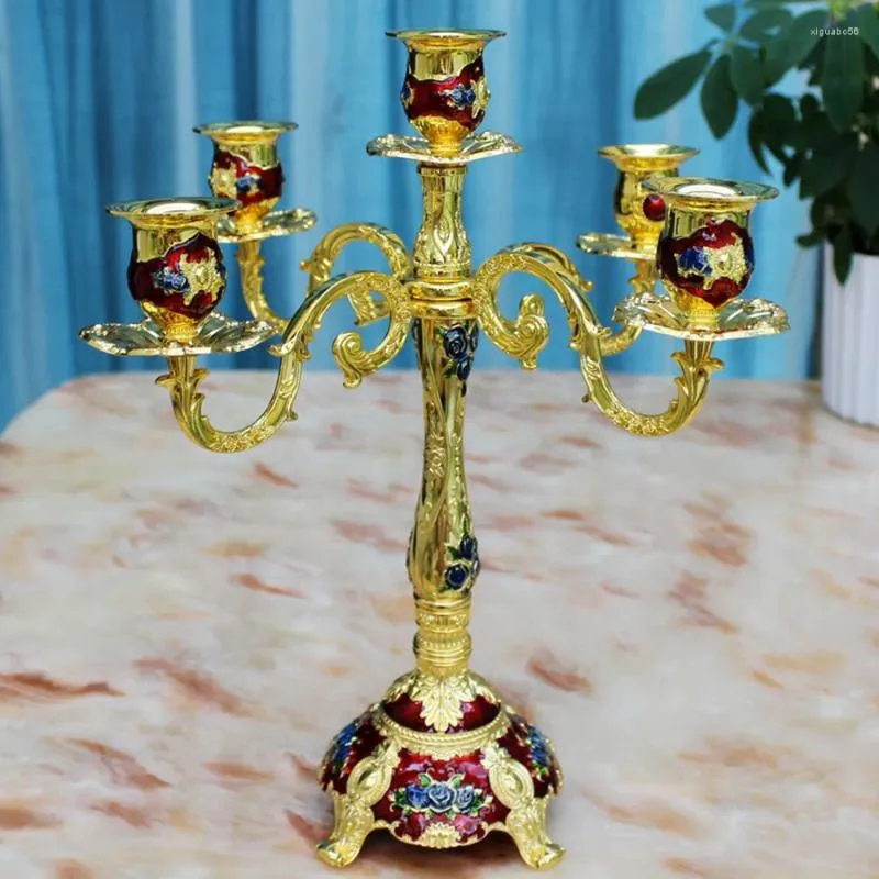 شموع شموع طويلة الذهب الزفاف مركزية مركزية Candelabra قطع Menorah Baul