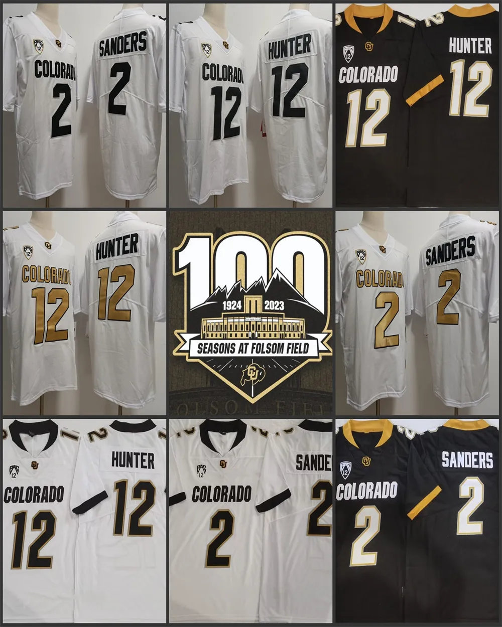 #2 Shedeur Sanders Colorado Buffaloes piłka nożna zszyta 2023 Najnowszy styl Kolorado 100. rocznica koszulki S-3xl #12 Travis Hunter