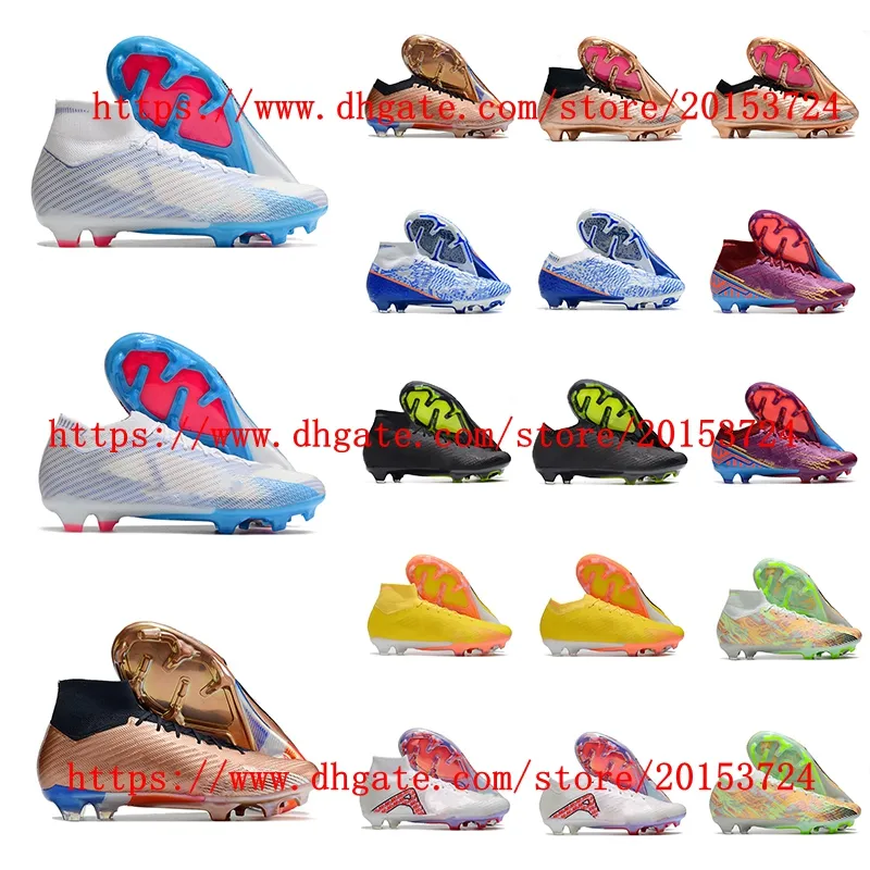 Toppkvalitet Mens Boys Women Soccer Shoes Zoomes Mercurial Superfly ix Elite FG Cleats Football Boots Sneakers Scarpe Da Calcio Storlek 35-45Eur