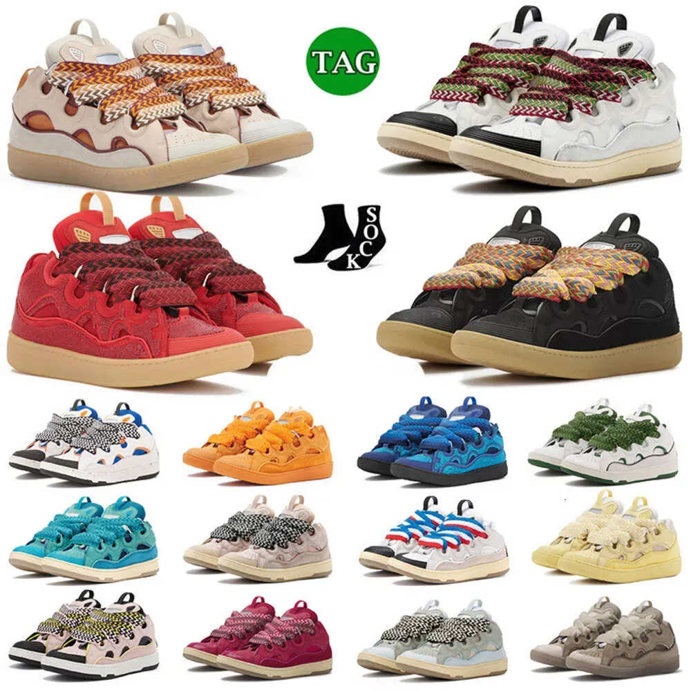 Zapatos Casual de lujo Lavin Zapatillas de deporte de cuero con acera Zapatos de diseñador Zapatillas de deporte casuales para mujer Piel de becerro Suela de plataforma de napa Lanvinlies Zapatillas de deporte para hombre