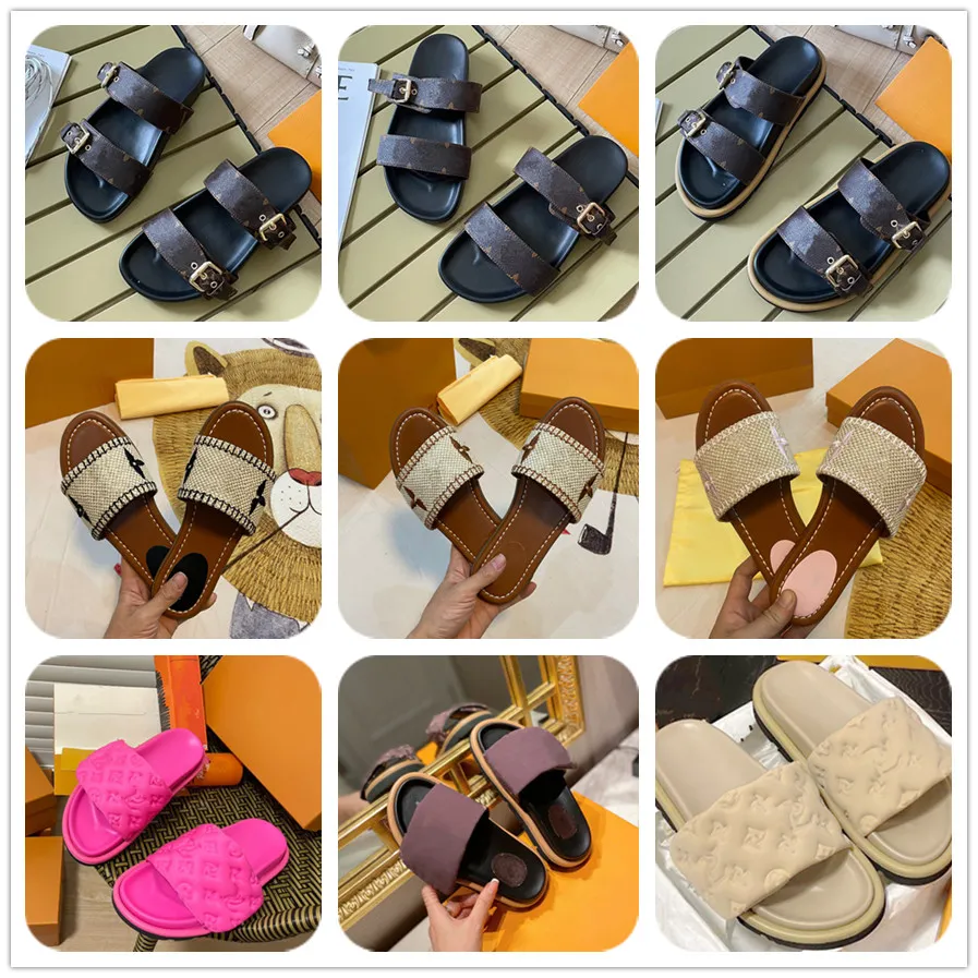 louisely slides Damespantoffels zwarte Scuff Platte Sandalen Zwembadkussen Muiltjes Zonsondergang Gevoerde band aan de voorkant Modieus Gemakkelijk te dragen Stijl Slippers Fuchsia viutonly vittonly