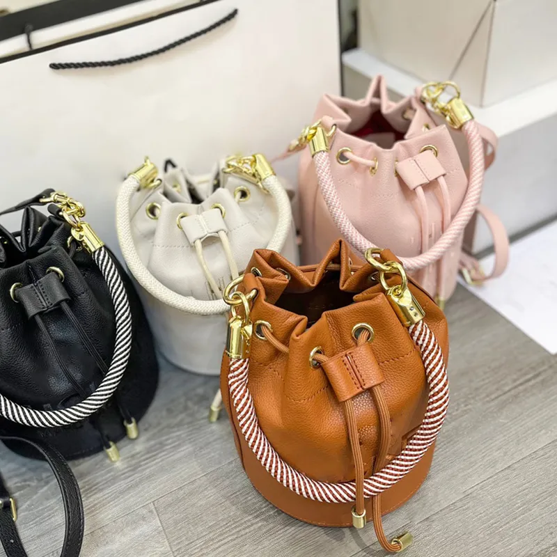 Womens Fashion Bucket Bags Leather Drawstring Shoulder Bags Handbags