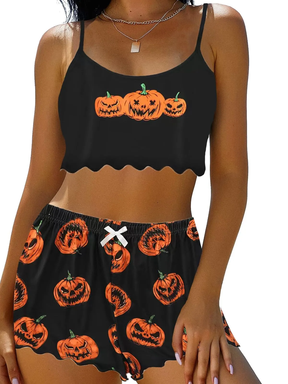 مجموعات هالوين بيجاما للنساء: الملابس الداخلية اللطيفة والمثيرة ، سراويل PJ ، و Pumkin PJS