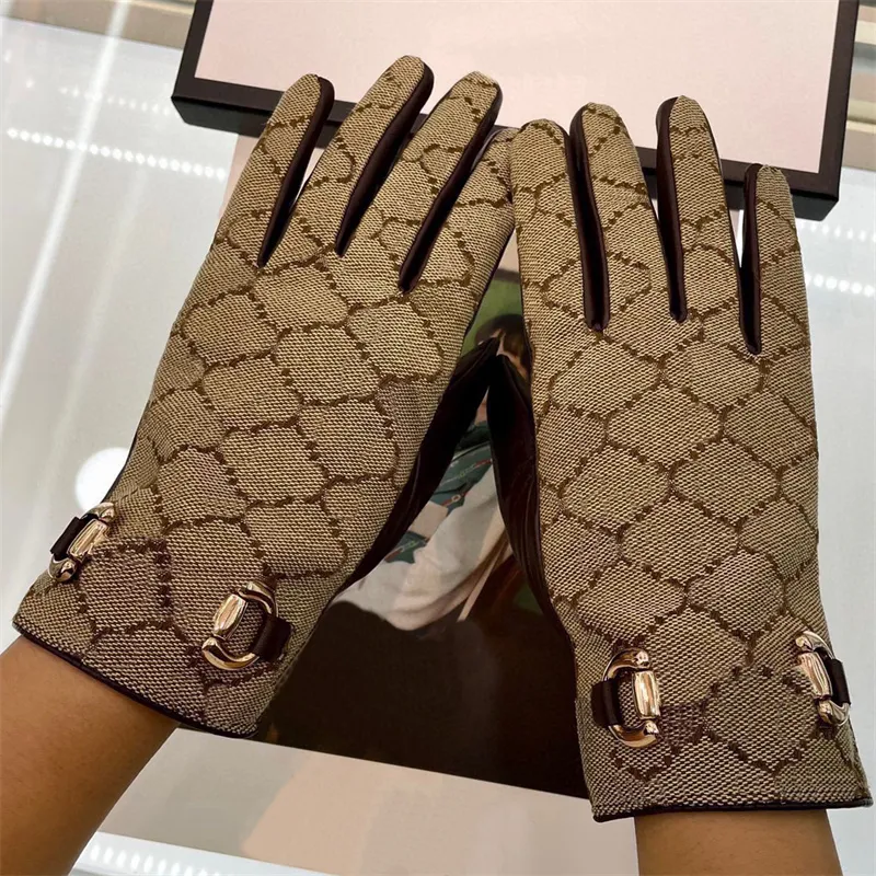 Роскошные женские перчатки, дизайнерские перчатки из накидки, Horsebit G Gants, модный бренд, перчатки с голым запястьем и пальцами, зимние теплые холщовые перчатки