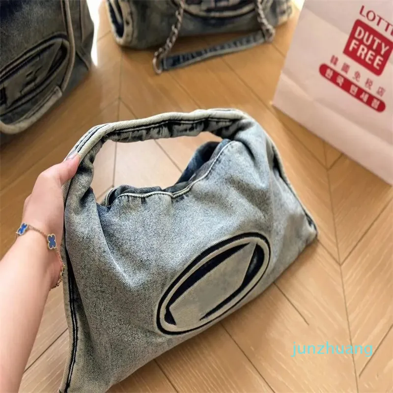 Tasarımcı çantası denim koltuk altı kadın omuz çantaları çanta hobo çantaları büyük kapasiteli alışveriş çantası gündelik tote çanta