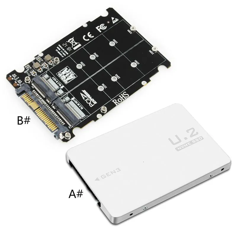 Laptop-Adapter Ladegeräte M 2 SSD auf U 2 Adapter 2 in 1 NVMe SATA Bus NGFF PCI e SFF 8639 PCIe M2 Konverter für Desktop-Computer 231007