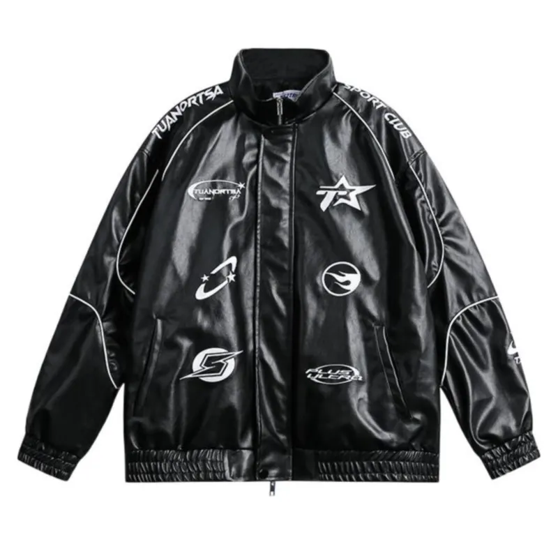 Американская уличная черная бейсбольная куртка в стиле хип-хоп, кожаное мужское пальто, женское пальто больших размеров, унисекс, повседневная черная пара