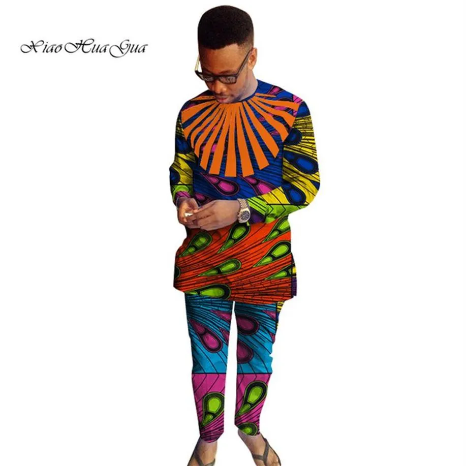 Ankara Fashions Herrkläder Dashiki Set Two Pieces Set Men Shirts Pants Set for Men Slim Fit Shirts Plus Size 6xL WYN249233E