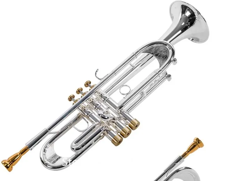 New Arrival LT197GS-77 Trumpet B Flat silver-plated High Quality musical instrument With Case 