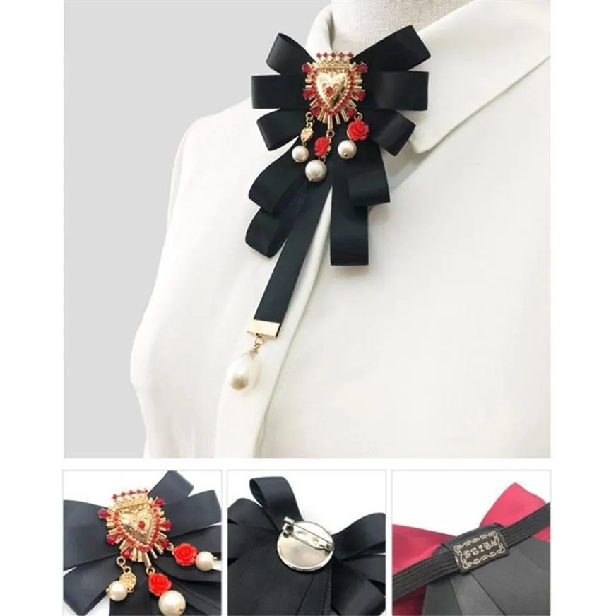 Stift brosches barock bowknot bow slips cravat bowtie band banden brosch stift kvinnor mode smycken tillbehör206w