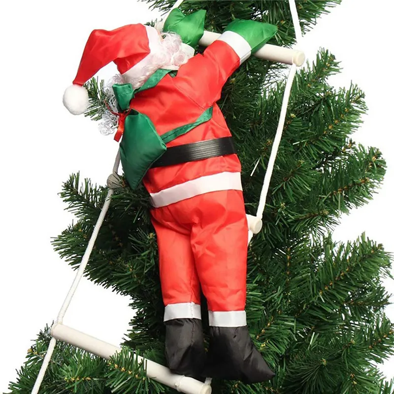 Santa Claus Climbing on Rope Ladder Christmas Ornament for Christmas Tree Party Home Door Wall Decoration Christmas Decorations