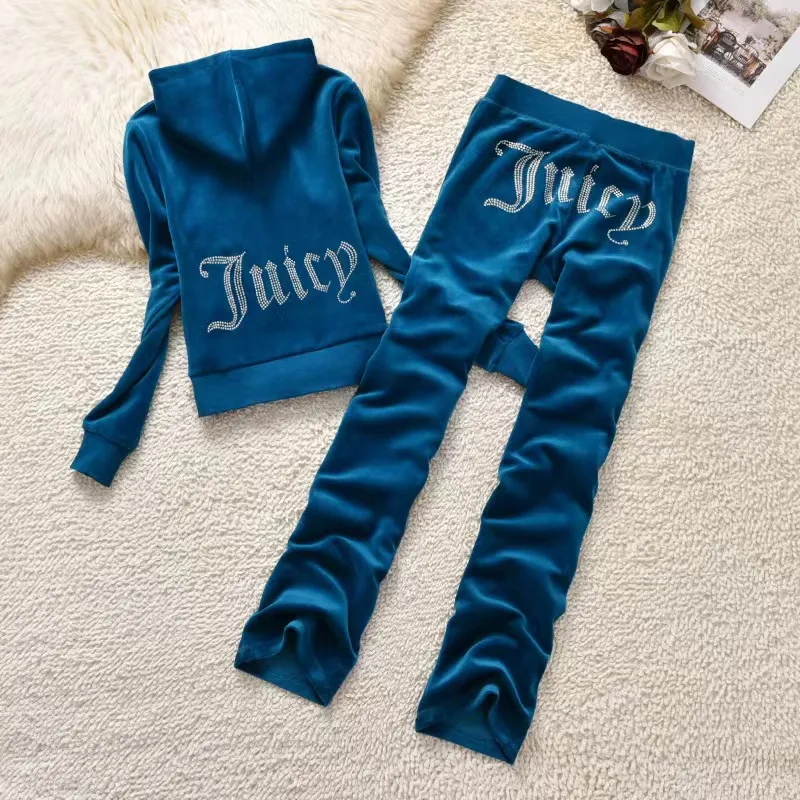 Dwuczęściowe spodnie kobiet 700G Velvet Juicy dressit Kobiet Coutoure Set Track Suit Couture Juciy Coture Stups