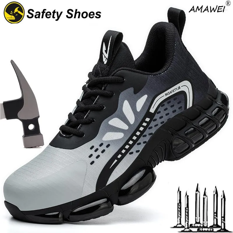 Buty Amawei Work Safety Buty stalowe palenie palenia dla mężczyzn dla kobiet trampki plus rozmiar EUR 36-46