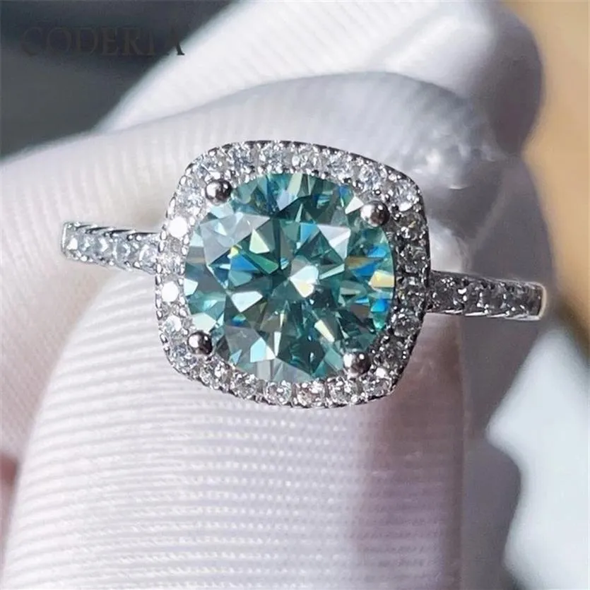 Bague solitaire s925 argent 30CT bleu vert mariage taille brillant diamant étincelant bijoux femme cadeau de fiançailles luxe s 221104278o