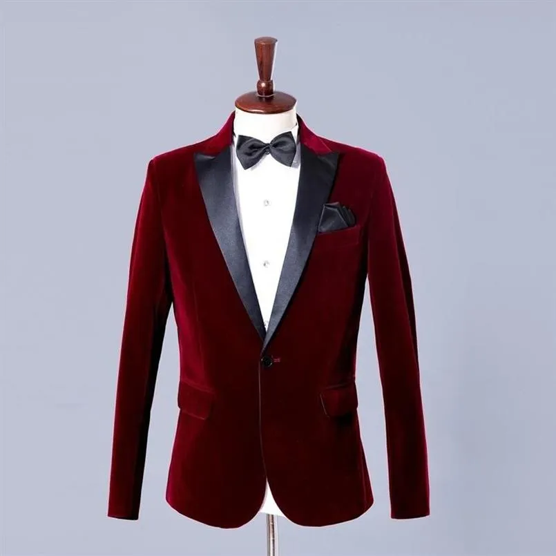 Men's Suits & Blazers 2021 Elegant Male Casual Groom Tuxedo Suit Wedding Dress Mens Business Wine Red Blue Lapel Clothes 2 Pi3199