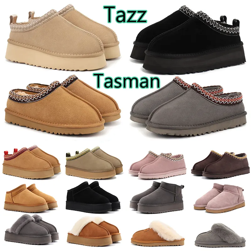 Tasman uggglie chinelos designer da austrália neve ug boots homem homem tazz chinelor agora inverno ovelha de moda feminina plataforma plataforma clássico clássico camurça booties de tornozelo