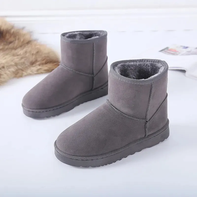 Botas de inverno feminino curto-tubo bota de neve de pelúcia quente sapatos femininos camurça dedo do pé redondo botas de tornozelo botines mujer wsh4267 231007