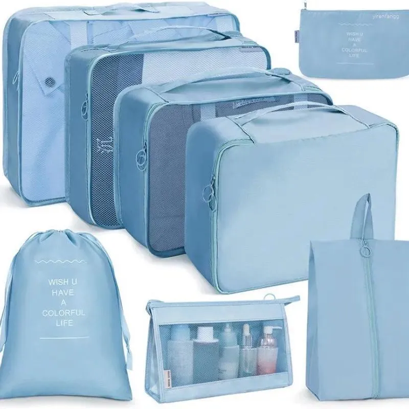 Storage Bags 6/8Pcs Travel Bag Organizer Clothes Luggage Underwear Cosmetic Toiletries Accessories