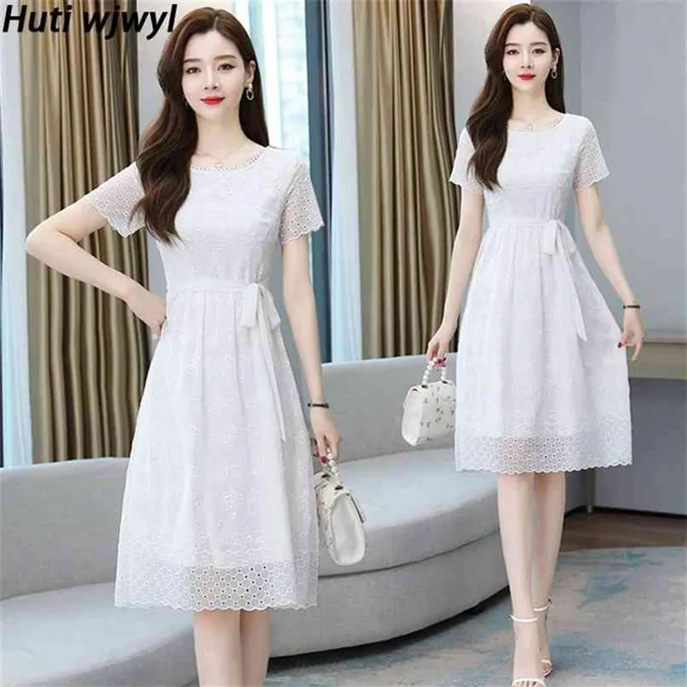 Spring Summer Solid Chiffon White Beach Midi Sundress Women Short Sleeve bodycon Party Vestido Vintage Plus Size Sexy Dress 210528273v