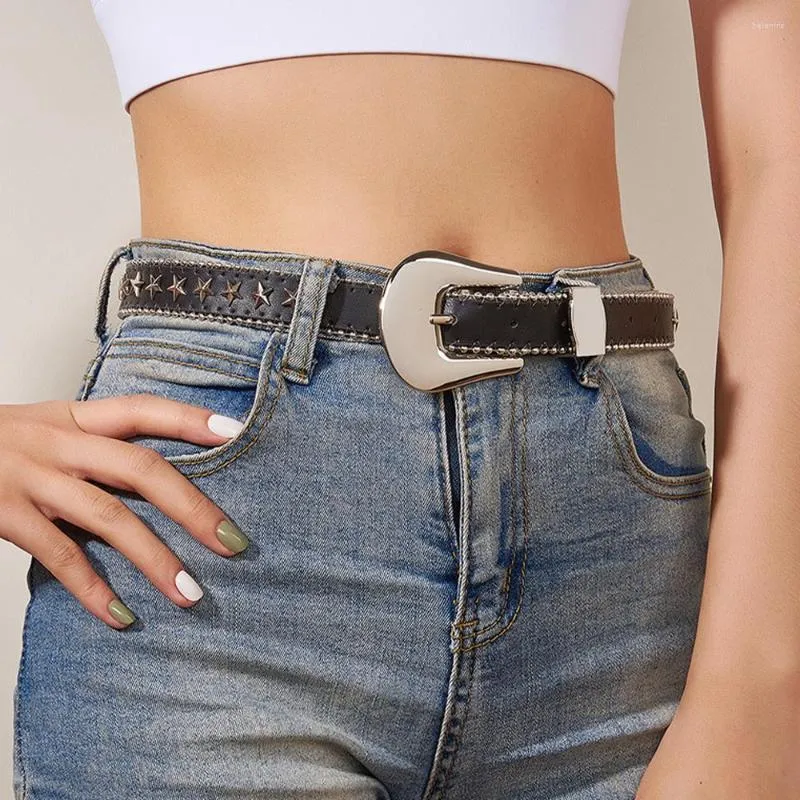 Rhinestone Star Belt - Adjustable PU Leather Waist Belt for  display picture 1