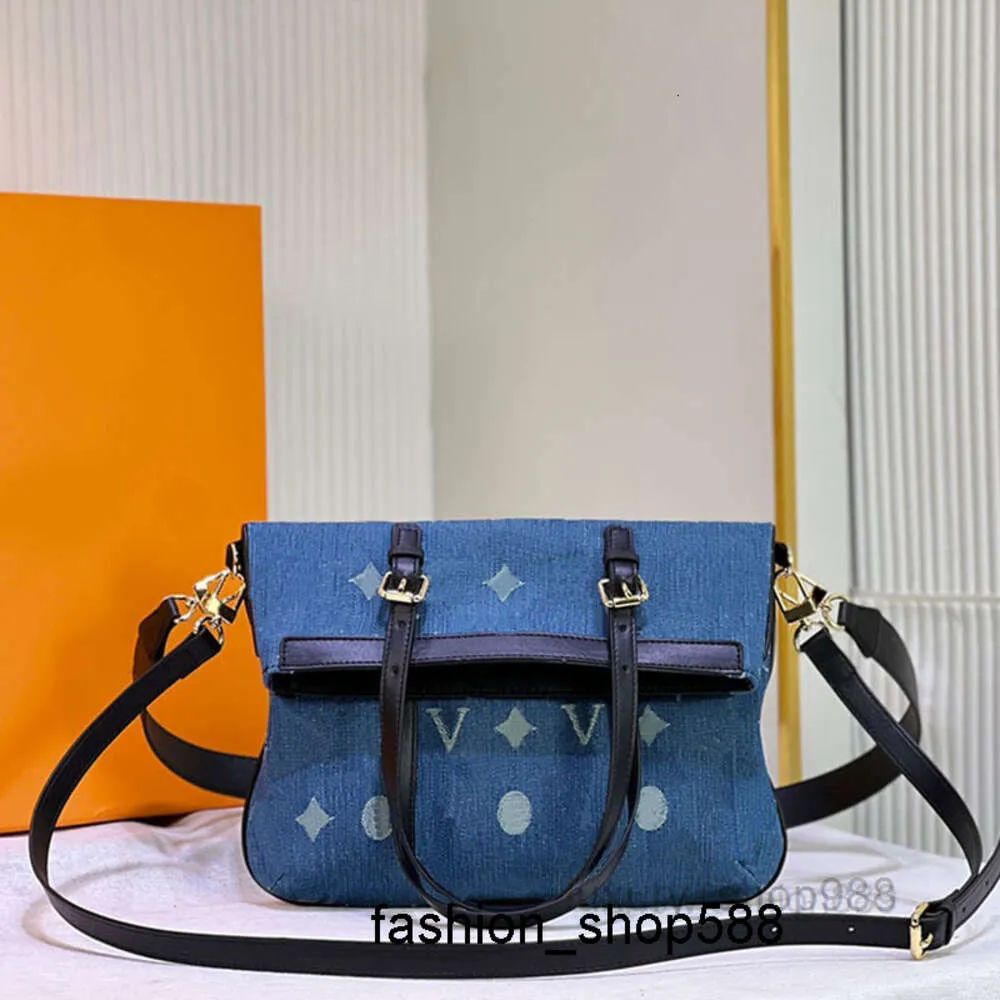 Sac de mode 5A Sacs de soirée Shopping Sacs à bandoulière Designer Denim Vintage Sac Pliable Sac à main Crobody Femmes Fourre-tout Toile Leahter Vieille Fleur Imprimer Sac à dos Bourse Go