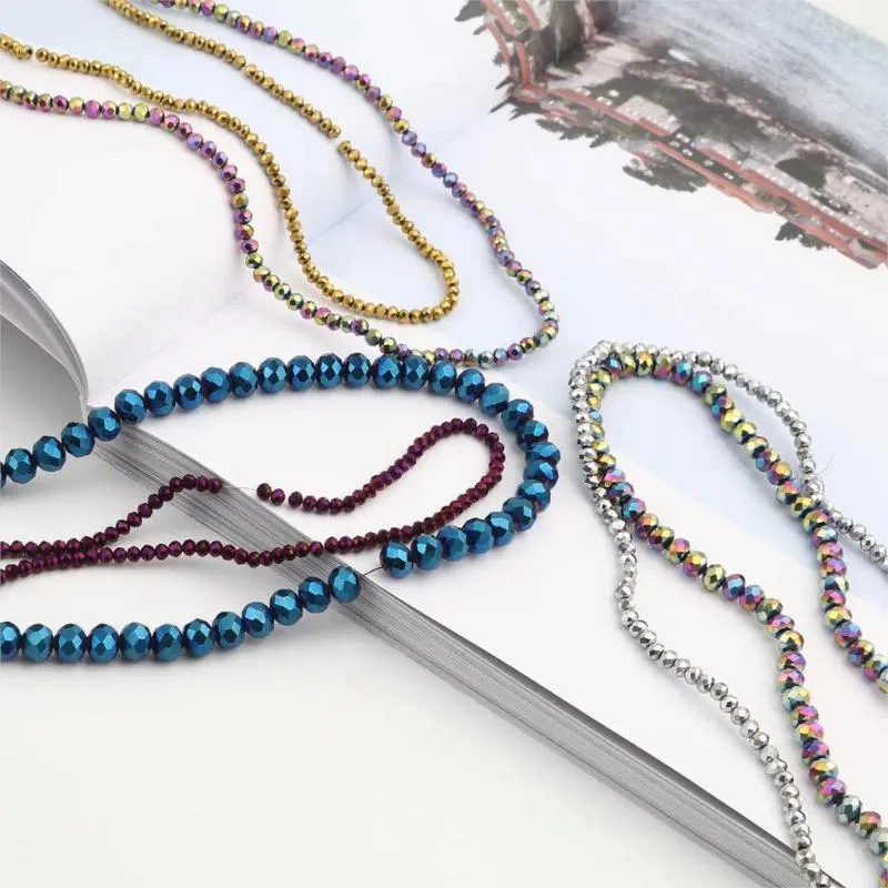 Beads 5 Strands 3/4mm Dia Glass For Jewelry Making Round Silver Color Plating Faceted Necklace Earrings DIY Findings