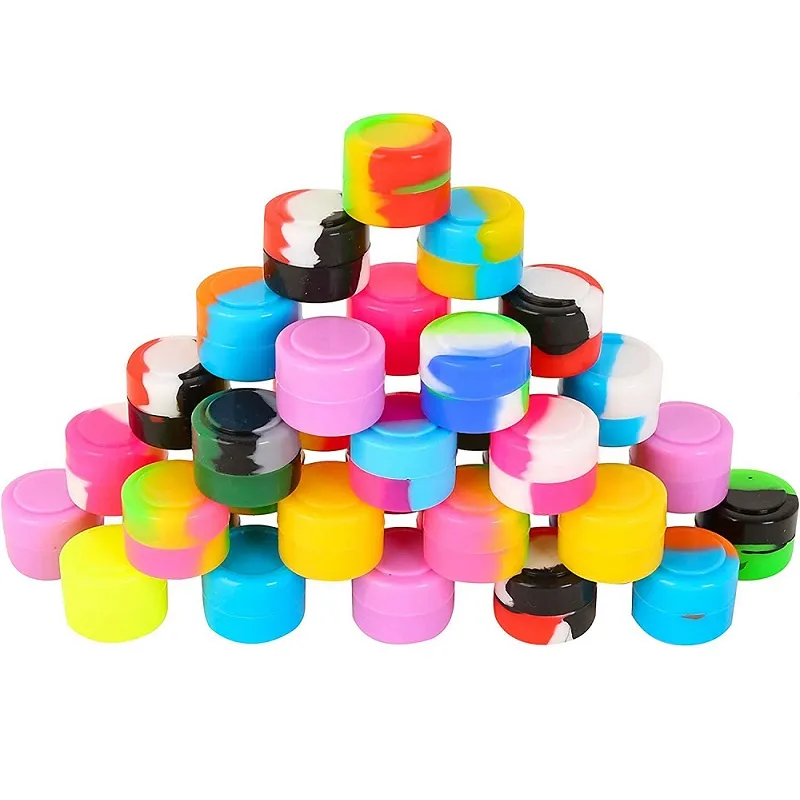 Barattoli antiaderenti da 2 ml Contenitore in silicone Accessori per fumatori Dab Wax Oil Container Storage Strumento di colori assortiti