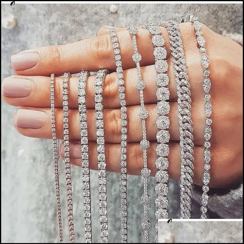 Pulseiras de tênis jóias 20 estilo espumante luxo 925 esterlina sier mti forma topázio branco cz diamante pedras preciosas mulheres casamento brac301l