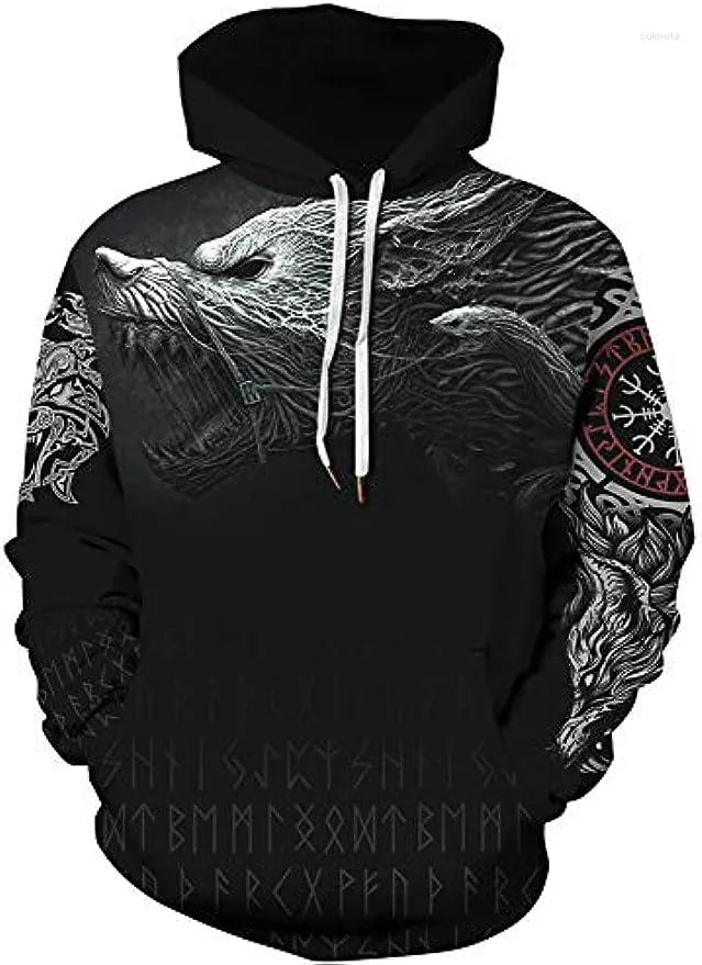 Erkek Hoodies 2023 İnsanın Viking Dövme Norse Mitoloji Grafik 3D Baskılı Hoodie Külot Kazak Harajuku Erkek Giyim