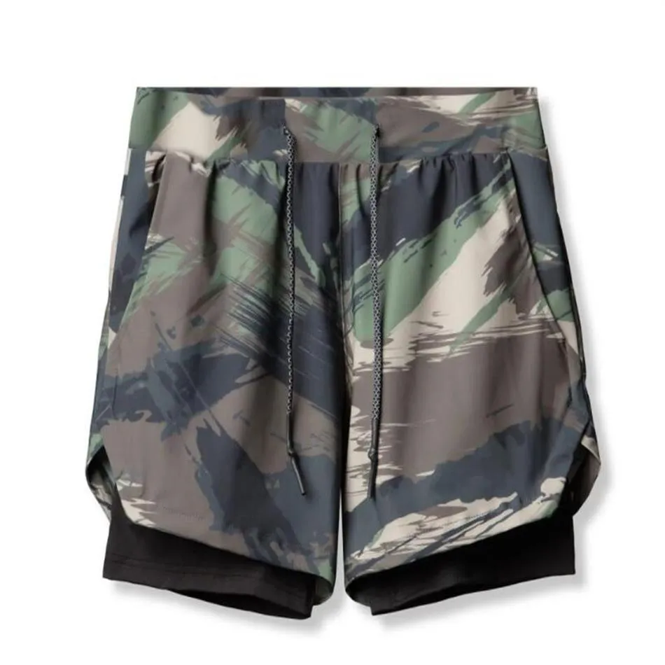 Short de protection de la vie privée à double couche pour hommes, été, sports de plein air, loisirs, course à pied, vie saine, entraînement, Capris, mode camou208A