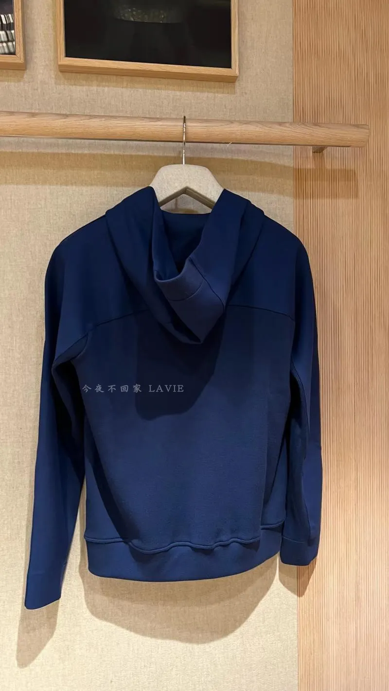 Mens Hoodies Winter Loro Piana Casual Dark Blue Hooded Long Sleeve Wool Sweater