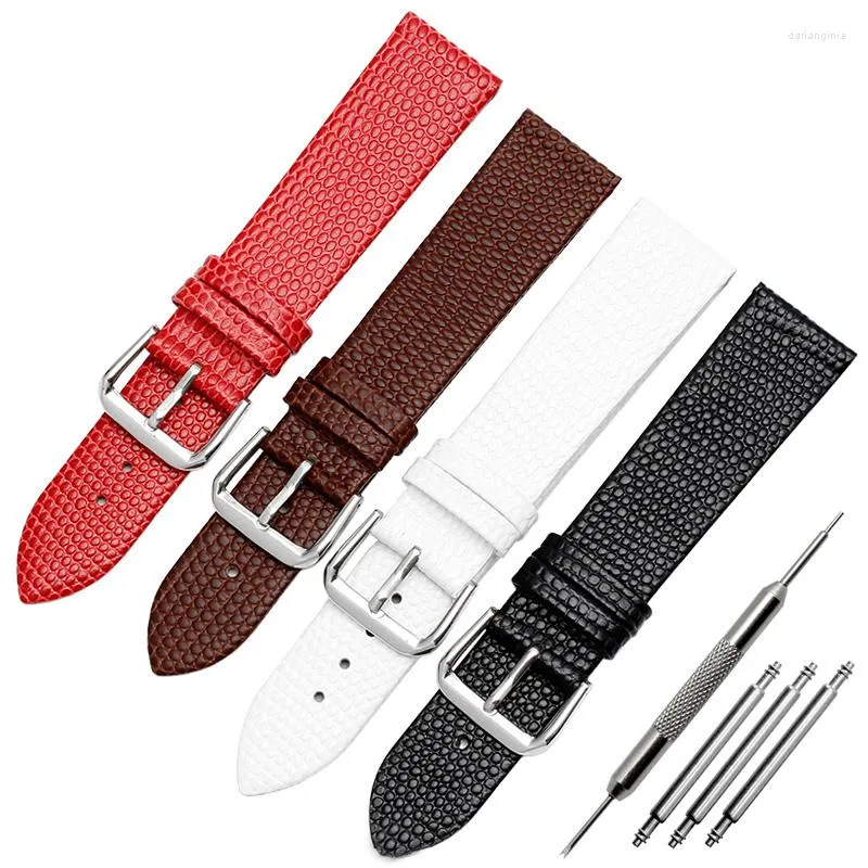 Assista Bandas 10 12 14mm 16mm 18mm 20mm Padrão Lagarto Genuíno Pulseira de Couro Pulseira Fina Senhoras Strap Simples Elegante Relógios de Pulso Banda