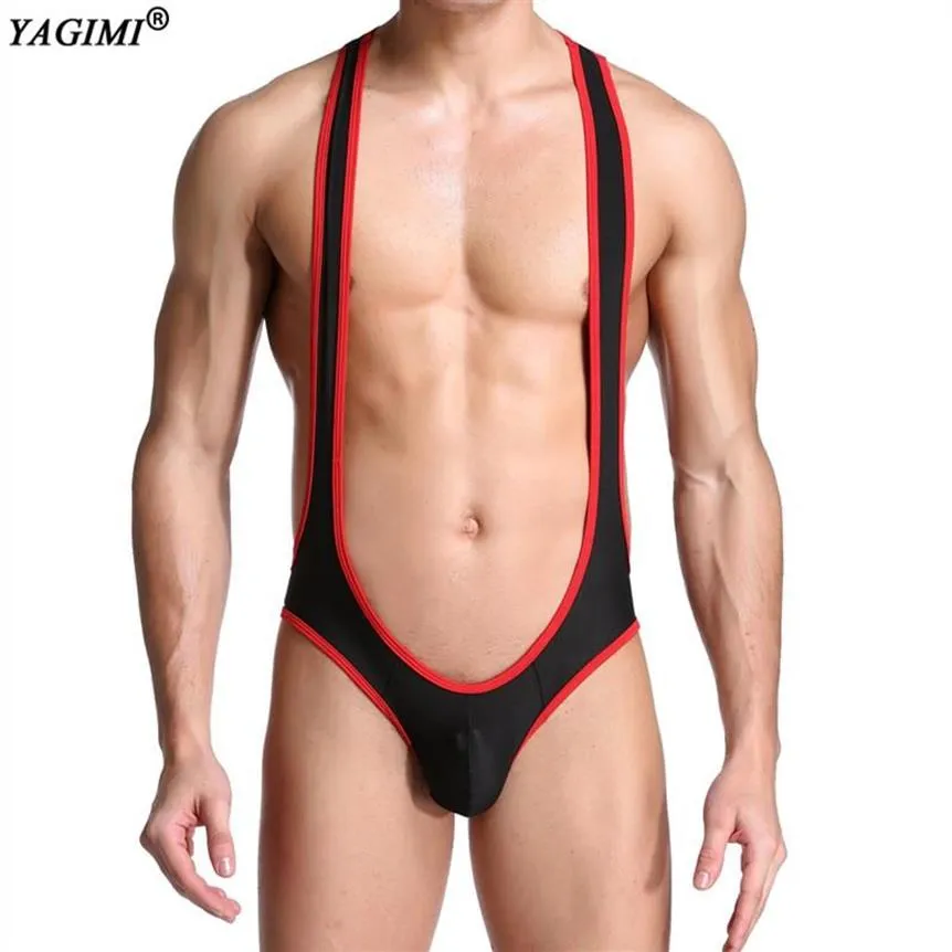 Underbyxor yagimi gay sexig underkläder herrar bodysuit jockstrap bodywear wrestling singlet leotard jumpsuits suspender teddies275f