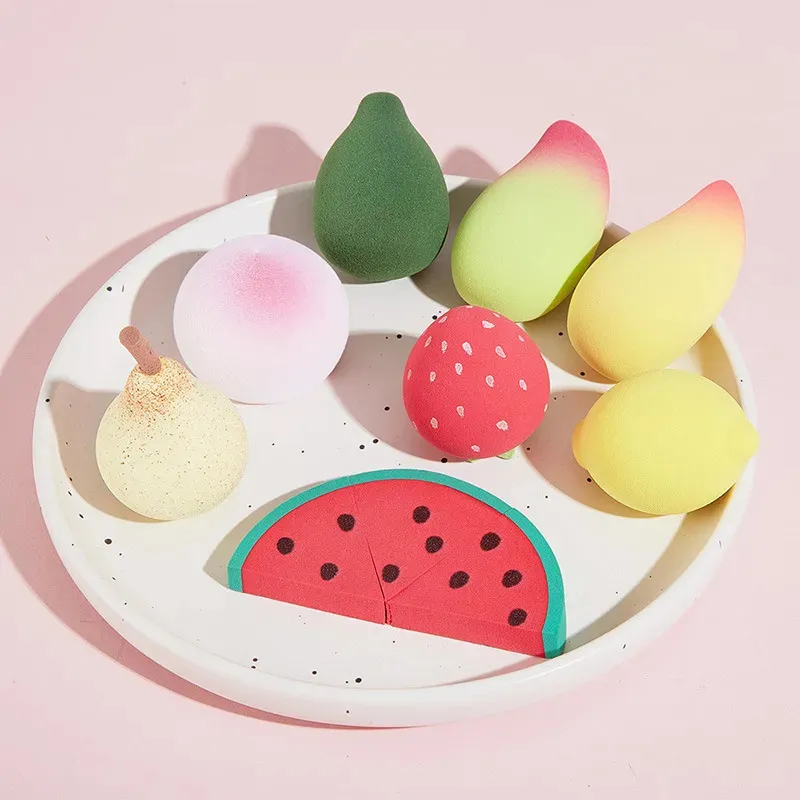 10PC Sponges Applicators Cotton Fruit Cartoon Series Powder Puff Peach Beauty Makeup Egg Air Cushion Storage Box Sponge Cosmetics 231009