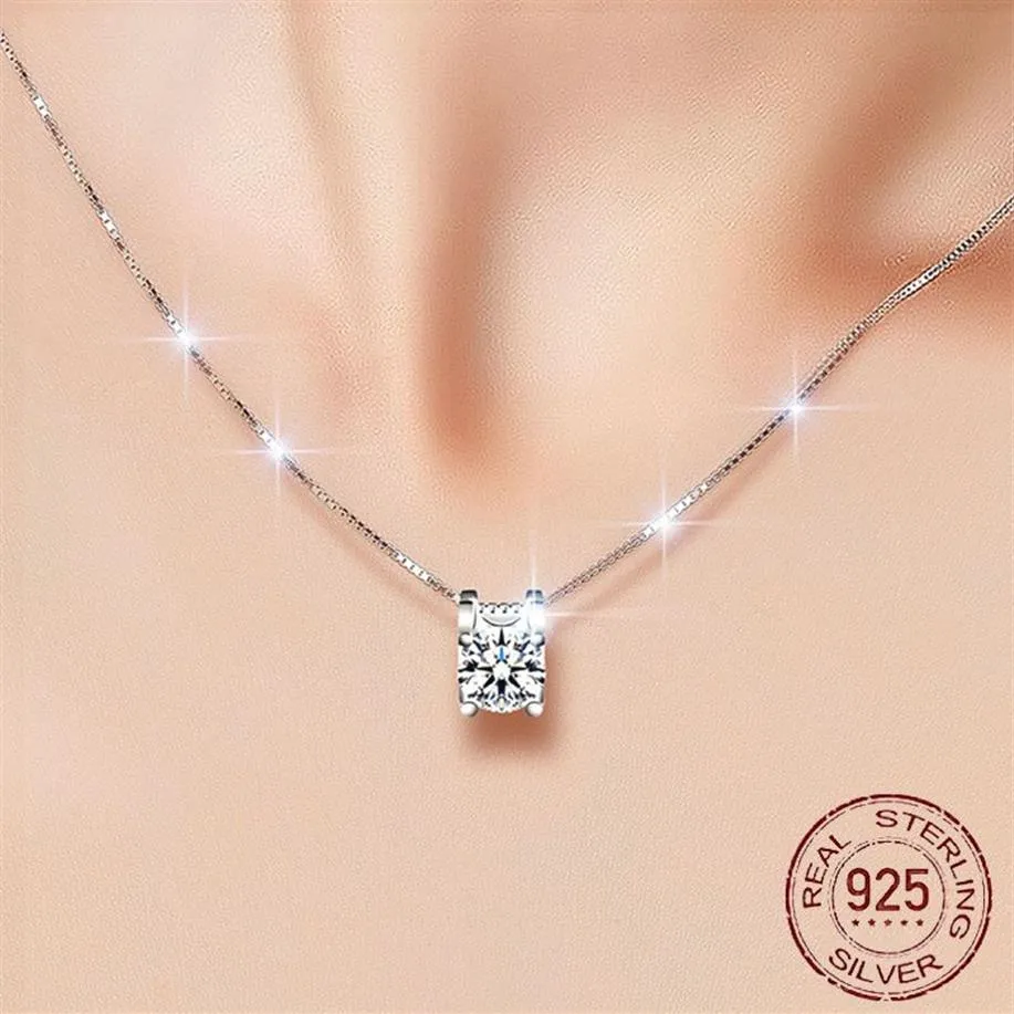 100% 925 Sterling Silver Necklaces Pendants Genuine With Chain For Women Fashion Jewelry D-0492940