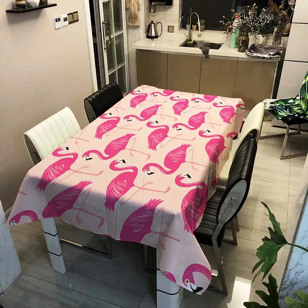 Tkanina stołowa flamingo dekoracja domowa gruba obrus liniowy różowy wodoodporny olej olejowy prostokątny jadalnia ślubna herbata 231009